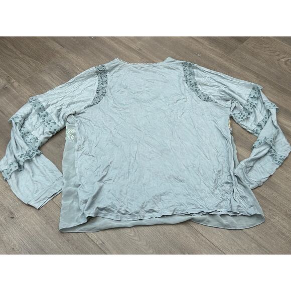 Anthropologie Tiny Womens Frances Long-Sleeve Embroidered Ruffled Top Size Large - Picture 4 of 11